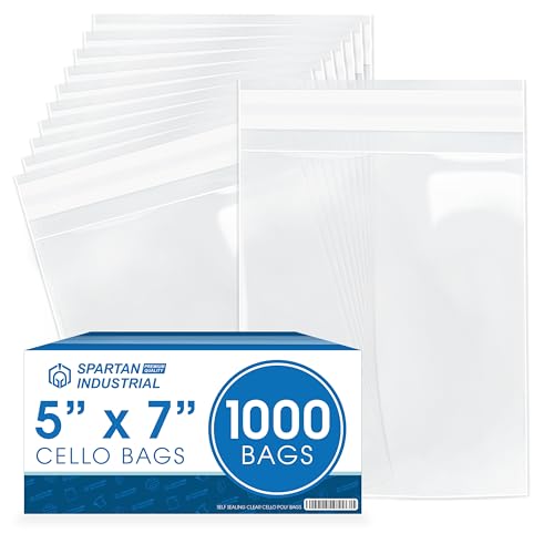 5" X 7" Self-Sealing Cellophane Bags (1000 Count) Clear Cookie Bags - size: 5" X 7"