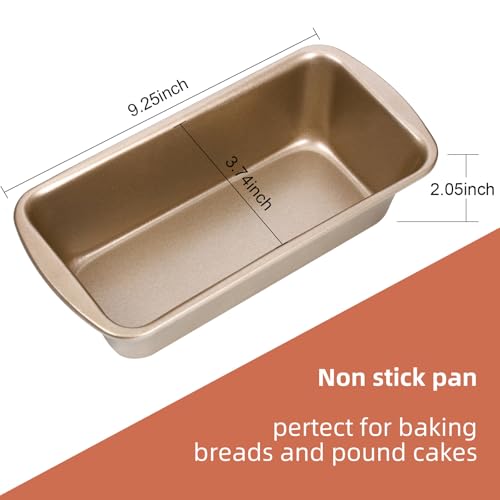 Patelai 4 Pack Small Loaf Pans for Baking Bread, Gold, 9.3 x 3.7 In - color: Gold, size: 9.3 x 3.7 In