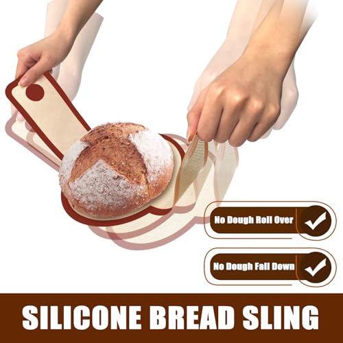Silicone Bread Sling, Sourdough Transfer, Nonstick, 2 Pack Oval and Round - color: Red, size: 2 Pieces (Oval and Round)