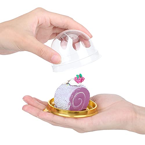 Patelai 50 Pcs Mini Cupcake Containers Clear Plastic Dome Boxes, Gold - color: Gold