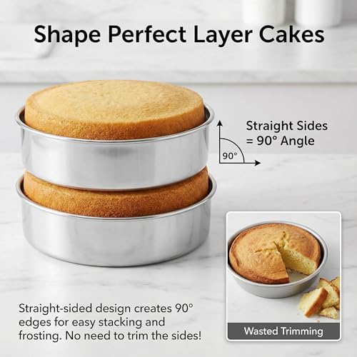 Hemoton Round Cake Pan Set of 2 Stainless Steel 7-inch