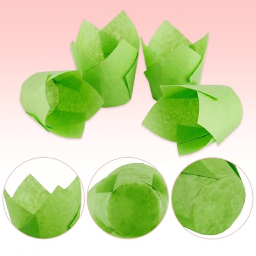 200 Pcs Green Tulip Cupcake Liners for Baking, Standard Size - color: Green
