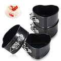 4 Pack Non-Stick Cheesecake Pan Springform Cake Pan Set, 4" Leakproof Moule a Gateau Heart Cake Pan, Removable Bottom Quick Release Latch Moulds for Birthday Cake - color: Heart, 4x4 inch
