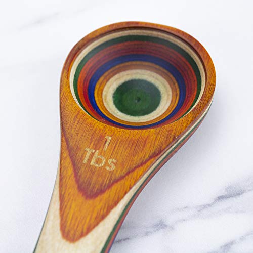 Totally Bamboo Baltique Marrakesh Collection 2 in 1 Wooden Measuring Spoon with Tablespoon and Teaspoon Measurements