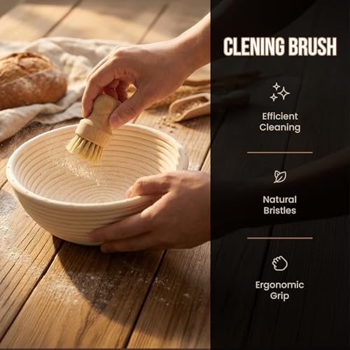 Kook Banneton Bread Proofing Set, Artisan Sourdough Bread Making Kit with Round & Oval Rattan Baskets, Liners, Dough Scrapers, Scoring Lame + Blades, Brush & Dough Cover (Set of 2) - color: Oval & Round Deluxe Set