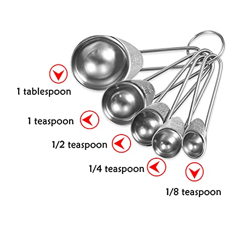 Antrader 5Pcs Measuring Spoons Set-1/8 tsp, 1/4 tsp, 1/2 tsp,1 tsp & 1 tbsp