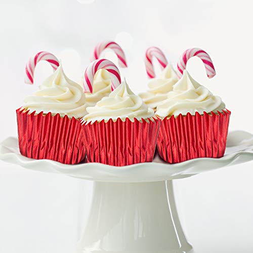 Sumind 400 Pcs Mini Foil Cupcake Liners Holiday Baking Cups,Red - color: Red