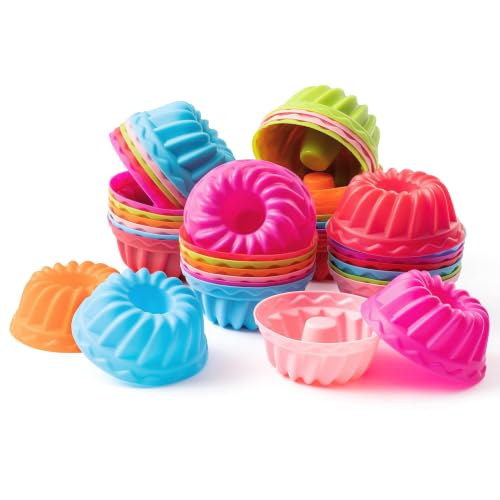 R HORSE 42Pcs Silicone Baking Molds Pumpkin Shapes Baking Cups Non-Stick Donut Wrapper Mold Muffin Liners Washable Reusable Wrappers Holders for Pan Oven Microwave Dishwasher - color: Pumpkin