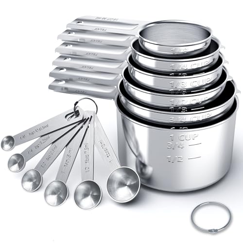 TILUCK Stainless Steel Measuring Cups & Spoons Set, Cups and Spoons