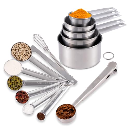 Unichild 14 Piece Stainless Steel Measuring Cups and Spoons Set