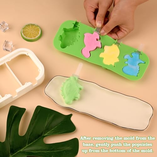 WMKGG Cartoon Silicone Popsicle Molds for Kids, 2 PCS Popsicles Molds - color: Dinosaur