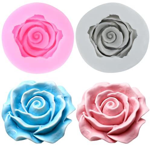 Bloom Rose Flower Fondant Molds Rose Flower Silicone Mold Set Of 2 - color: Style P