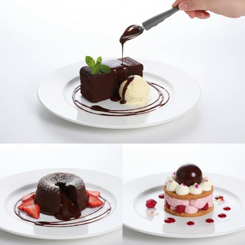 Professional Culinary Precision Drawing Decorating Spoon Set, 2Pcs Stainless Steel Chocolate Drizzle Spoons, Plating Spoon for Cake Dessert Decorating, Chef Dipping Sauce Tool