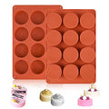 Sakolla 2 Pack Round Chocolate Cookie Molds, 12 Cavity 2.1" Cylinder Silicone Mold for Chocolate Cookie, Cake, Candy, Pudding, Mini Soap (Brown) - color: Brown