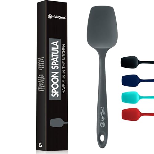 Silicone Spoon Spatula - 600ºF Heat-Resistant Non-Stick Rubber Spoonula | Use as Silicone Kitchen Scraper Utensil - Baking and Cooking Strong Stainless Steel Core | UpGood Kitchen Utensils, (Grey) - color: Gray