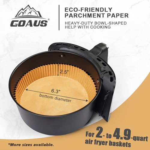 GOAUS Air Fryer Round Paper Liners Disposable 150 Pcs for 2 to 5 Qt Basket, 6.3 inch Unbleached Non-stick Oil-proof Parchment Paper Oven Safe - size: 6.3''Round 150 Pcs
