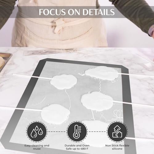 Large Silicone Baking Mat (15.7'x23.6') with Measurement Indicators, Non-Slip Surface, and Pastry Mat Sheet for Dough Rolling - Perfect for Creating Cookies, Macarons, and Bread - Pack of 2 - size: Large