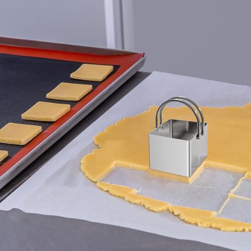 ALLTOP 5 Pieces Biscuit Cutter with Handle, Stainless Steel - style: Square Plain
