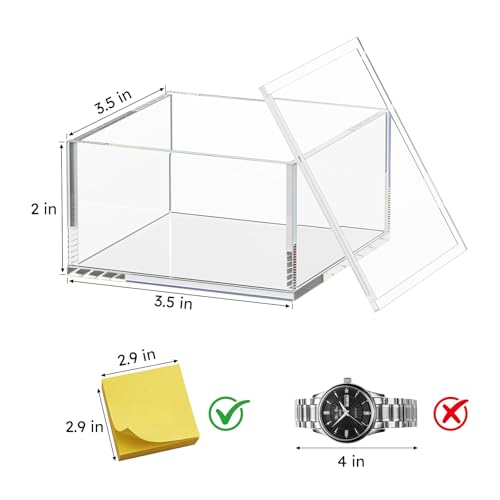 AITEE Acrylic Box with Lid, Small Square Storage Case with Multi-Purpose - size: Small