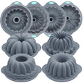 Tongjude 4 Pieces Silicone Fluted Tube Cake Pans, 7 Cups Tube Baking Pan, Jello Mold, Silicone Molds for Homemade Cake, Bread and Jello, Non-Stick, Grey - size: 4pcs fluted tube cake pans (7 Cups)