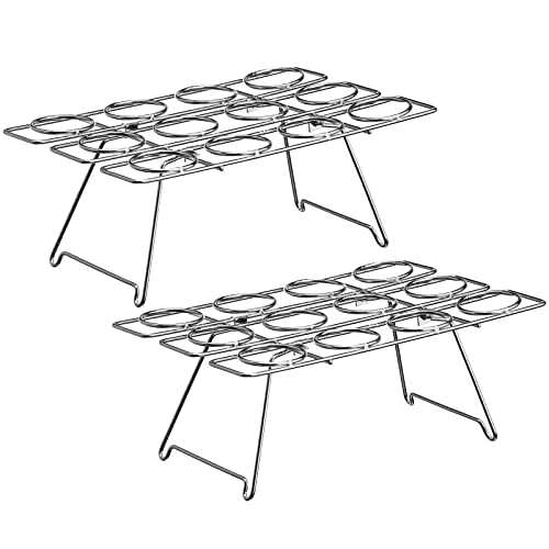 2 Pack Ice Cream Cone Holders Rack with 12 Holes Cake Cone Stand, Silver - color: Silver