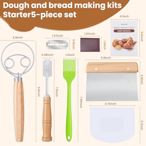 Danish Dough Whisk with Sourdough Tools, for Sourdough Bread Baking