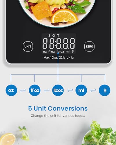 RENPHO Smart Food Scale with Nutritional Calculator, Bluetooth App, Black - color: Black