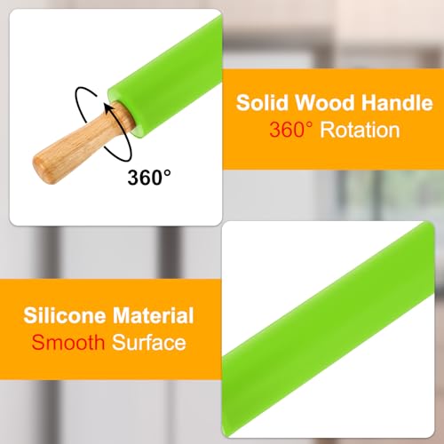 uxcell 9.6 Inch Silicone Rolling Pin Small Dough Roller Green - color: Green, size: 9.6 Inch