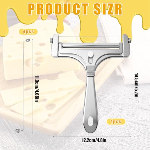 Stainless Steel Wire Cheese Slicer With 4 Extra Wires Adjustable Thickness