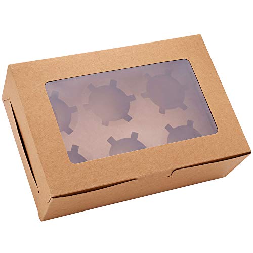 30-Set Cupcake Boxes with Inserts and Window Hold 6 Cupcakes
