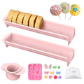 Cake Pop Mold Set with 8.2 Inch Double Tray and 100Pcs Sticks - color: Cutter & Sticks Set(Pink)