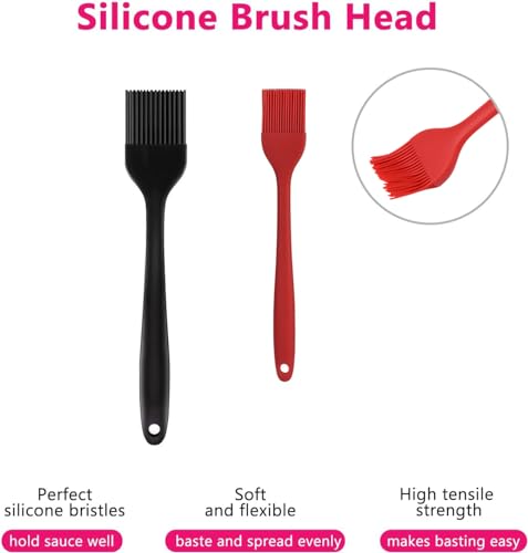 Hhyn Silicone Basting Pastry Brush Set 2 Pack - color: 2 Pcs Black + Red