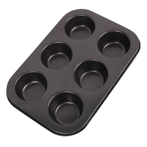 2 Packs 6-Cup Muffin Baking Pan Tin, Small Round Muffin Tin, Nonstick Cupcake Pans, Cheesecake Pans, Carbon Steel, Black - color: Black, size: 6 Cavity Muffin,2 PCS