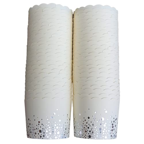 50-Pack Paper Baking Cups, Greaseproof Disposable Cupcake Muffin Liners (Large, Silver Confetti) - color: Silver Confetti