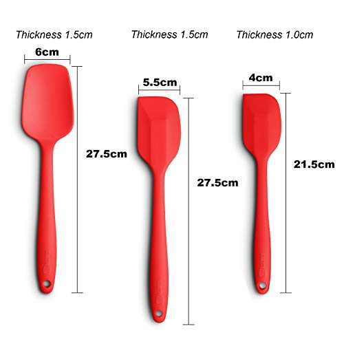 3-Piece Silicone Spatula Set, 600°F Heat Resistant, Red - color: E-Red