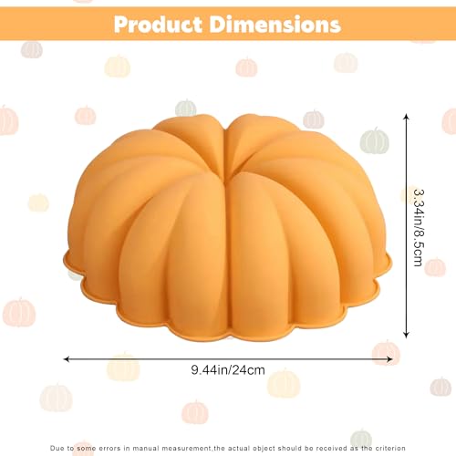 Silicone Pumpkin Cake Pan, 9 Inch Large Pumpkin Shaped Cake Mold