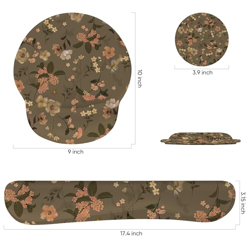 Ergonomic Keyboard Mouse Pad Wrist Rest Support Set for Laptop/Computer/Desktop,Memory Foam Hand Rest Wrist Cushion for Gaming/Office,Lightweight Comfortable & Pain Relief (Flowers) - color: Flowers