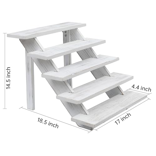SwallowLiving 5 Tier Wooden Rustic Cupcake Stand for 30 Cupcakes, Stepped Wood Display Stand for Weddings, Tiered Party Table Display Riser for Food , Dessert, Cookie, Decor, Craft Show, White - color: White | 5-tier