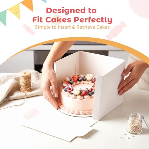 24pcs Cake Boxes 8 Inch Disposable Bakery Boxes with Large Window - size: 8x8x8