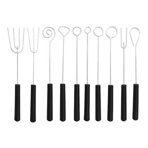 10PCS Chocolate Dipping Tools Set, 304 Stainless Steel Candy Dipping Forks & Spoons Kit for Handmade Chocolates, Truffles, Pralines - Complete Baking Decoration Supplies - size: 10-piece