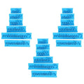 18 Pieces Fondant Stamp Cutter Set,3 Set Script Letter Embossers for Happy Birthday Anniversary Cakes,Blue Cookie Icing Sugarcraft Decorating Tools