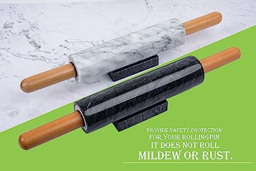 Marble Rolling Pin Holder,Rolling Pin Display Rack,Suitable for Storing Rolling Pin,Pizza Roller,Spoon,Knive,Fork and Other Kitchen Utensils,Set of 2(Black) - color: Black