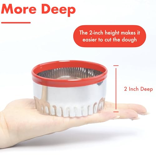 4 Pcs Cookie Cutters Set - Round, Fluted, Square and Rectangle Shapes, Food-Grade Stainless Steel for Baking Cookies, Biscuits, Scones and Sandwiches