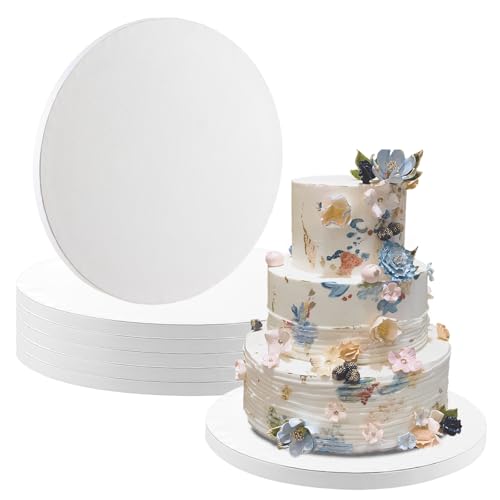 5 Pack Cake Boards 14 Inch Round Cake Drum White 1/2” Thick Cake Drums Corrugated Cardboard Cake Base for Multi-Layer Cakes Sturdy Cake Decorating Supplies - size: 14 Inch - 5 Pack