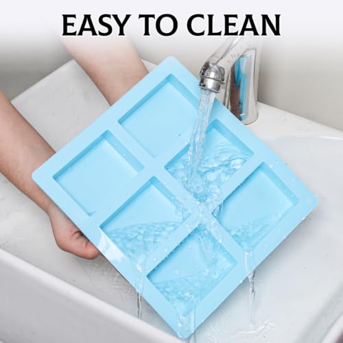 SJ Rectangle & Oval Soap Mold Set, 2-Pack 6-Cavity Silicone Soap Molds - color: Pink+Blue / Rectangular+Oval