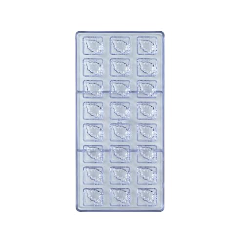 Pastry Tek 10.8 x 5.3 Inch Chocolate Shaping Mold, 1 Freezable Candy Mold - 24 Cavities, Block-Leaf Design, Clear Polycarbonate Chocolate Mold, Dishwashable, Easy To Release - Restaurantware - size: 1 Count | 10.8 x 5.3 Inch, style: Block-Leaf