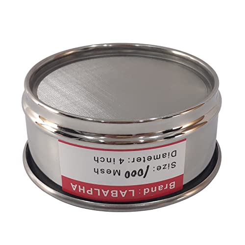 LABALPHA 1000 Mesh Lab Sieves, Test Sieve #1000 Mesh, 4'' Diameter, 304 Stainless Steel Wire Cloth (0.015mm) - size: 1000 mesh (0.015mm)