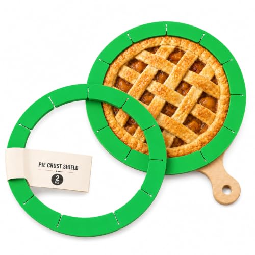 Adjustable Silicone Pie Crust Shield Edge Protector 2 Pcs Green - color: Green