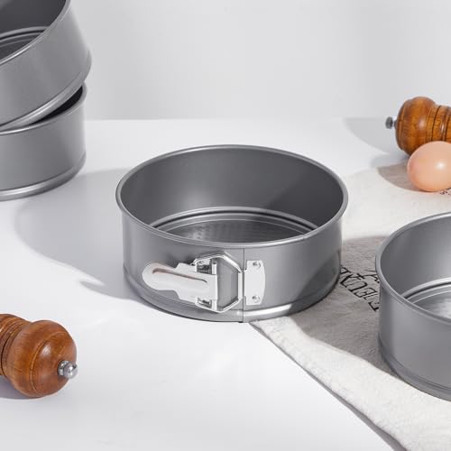 4 Pcs 7 Inch Nonstick Springform Cheesecake Pan with Removable Bottom - color: Gray, size: 7 Inch