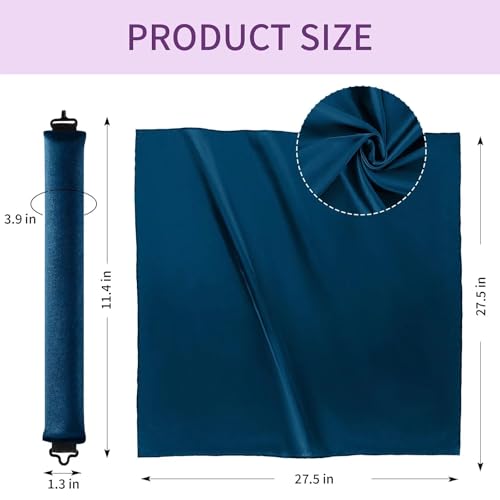Heatless Curls Overnight Hair Curlers - 4 Pcs No-Heat Curling Rod to Sleep In,Velvet Hair Rollers with Satin Wrap - color: Navy Blue(Pack of 4)